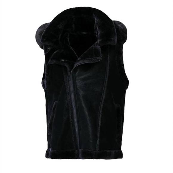 NEW JORDAN CRAIG men's denali shearling vest in black - Picture 2 of 3